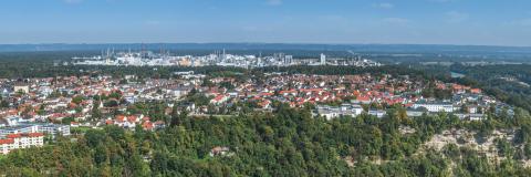 Ausblick auf Burghausen an der Salzach in der Grenzregion Oberbayern