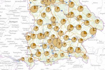 Ansicht der Karte zum PV-Potenzial auf Dachflächen (Bildquelle: Energie-Atlas Bayern)