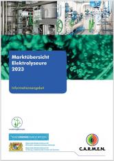 Titelseite der Broschüre Marktübersicht Elektrolyseure (Herausgeber C.A.R.M.E.N e.V.)